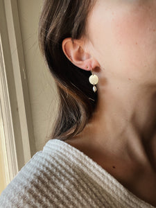 Circle Tag & Pearl Earrings