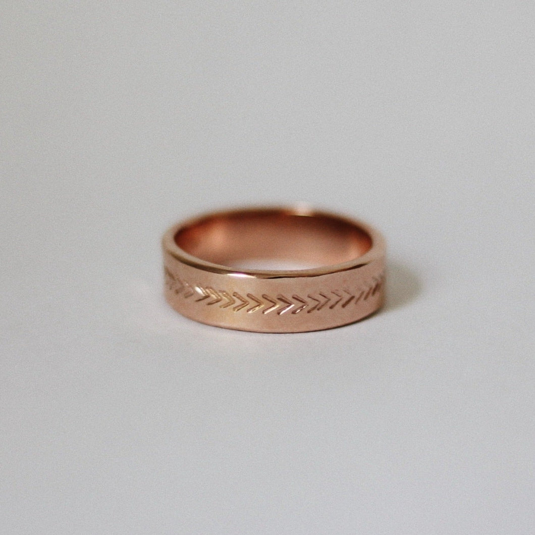 Arrow Stamped Rose Gold Wedding Band